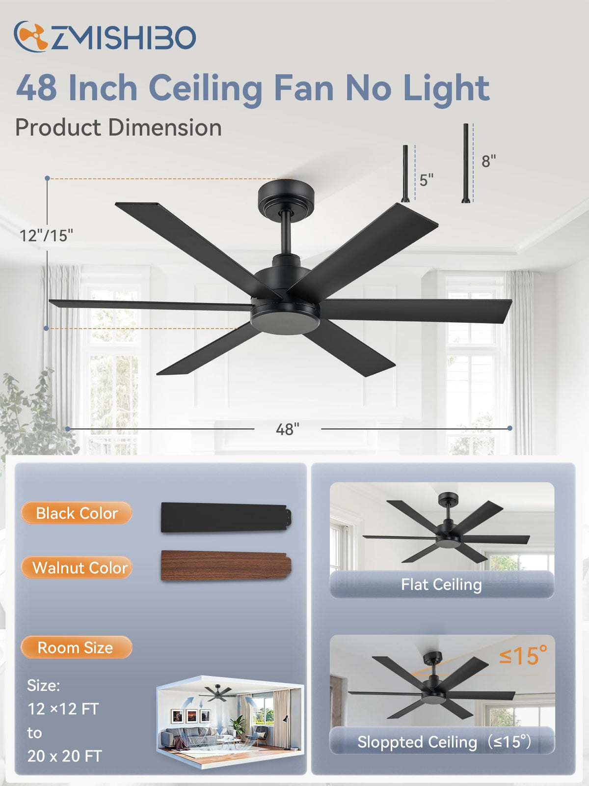 ZMISHIBO six-blade design enhances balance for smoother operation.