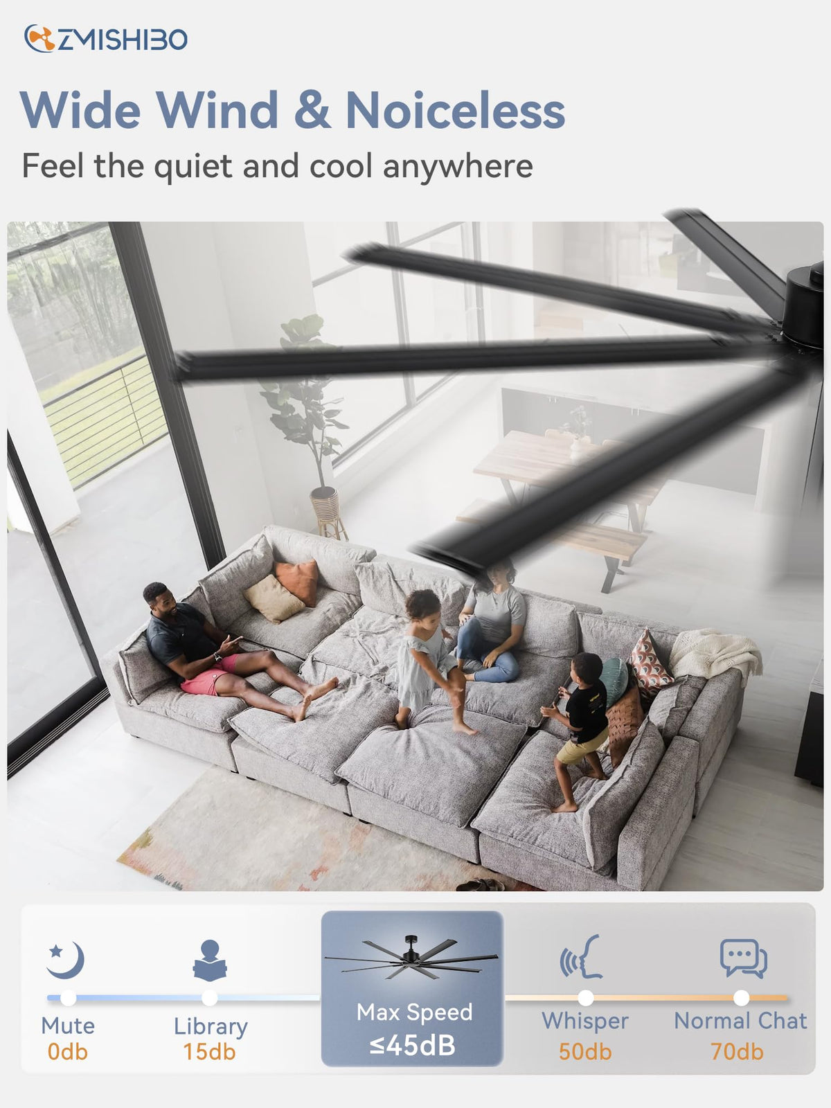 ZMISHIBO wide airflow coverage is ideal for large spaces.