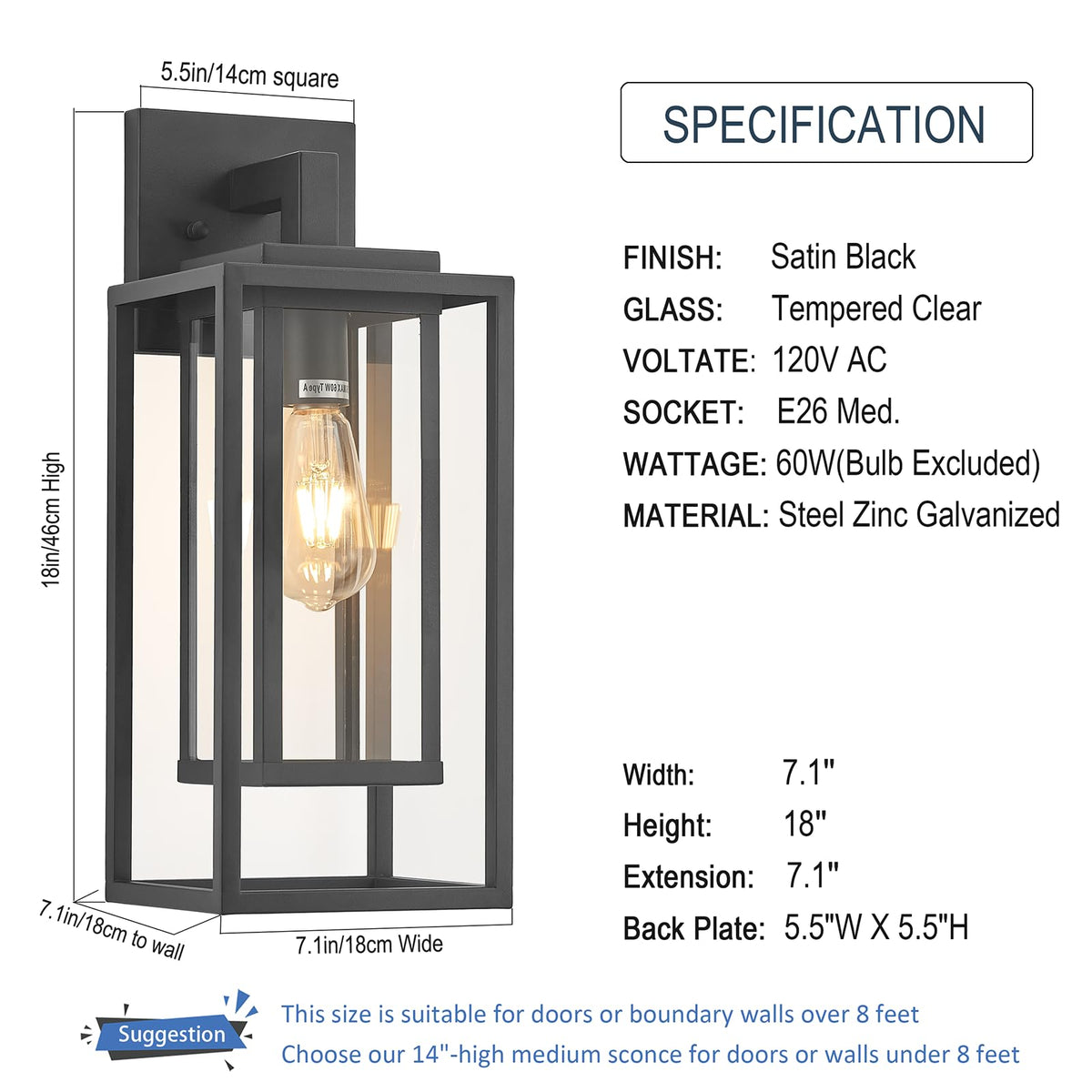 ZMKMOK rust-resistant satin black outdoor light suitable for weather