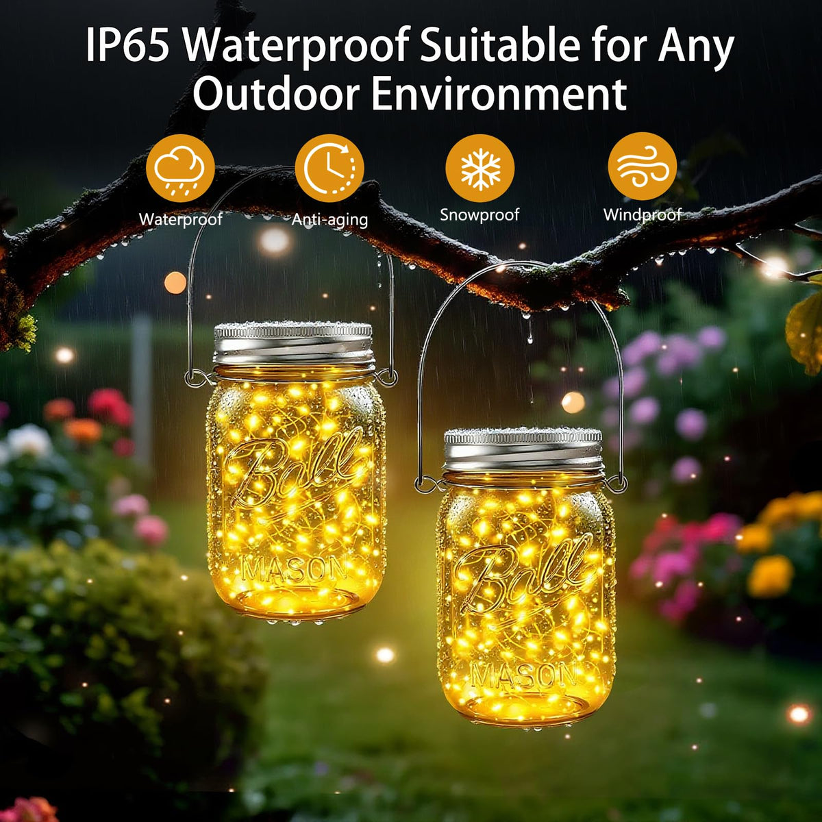 ZNYCYE 12-pack outdoor mason jar lights layout for garden décor