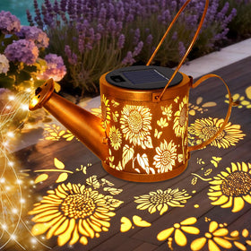 ZNYCYE solar hanging lights with shepherds hook illuminate patios at night.