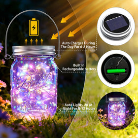 ZNYCYE mason jar lights in garden creating a gentle glow.