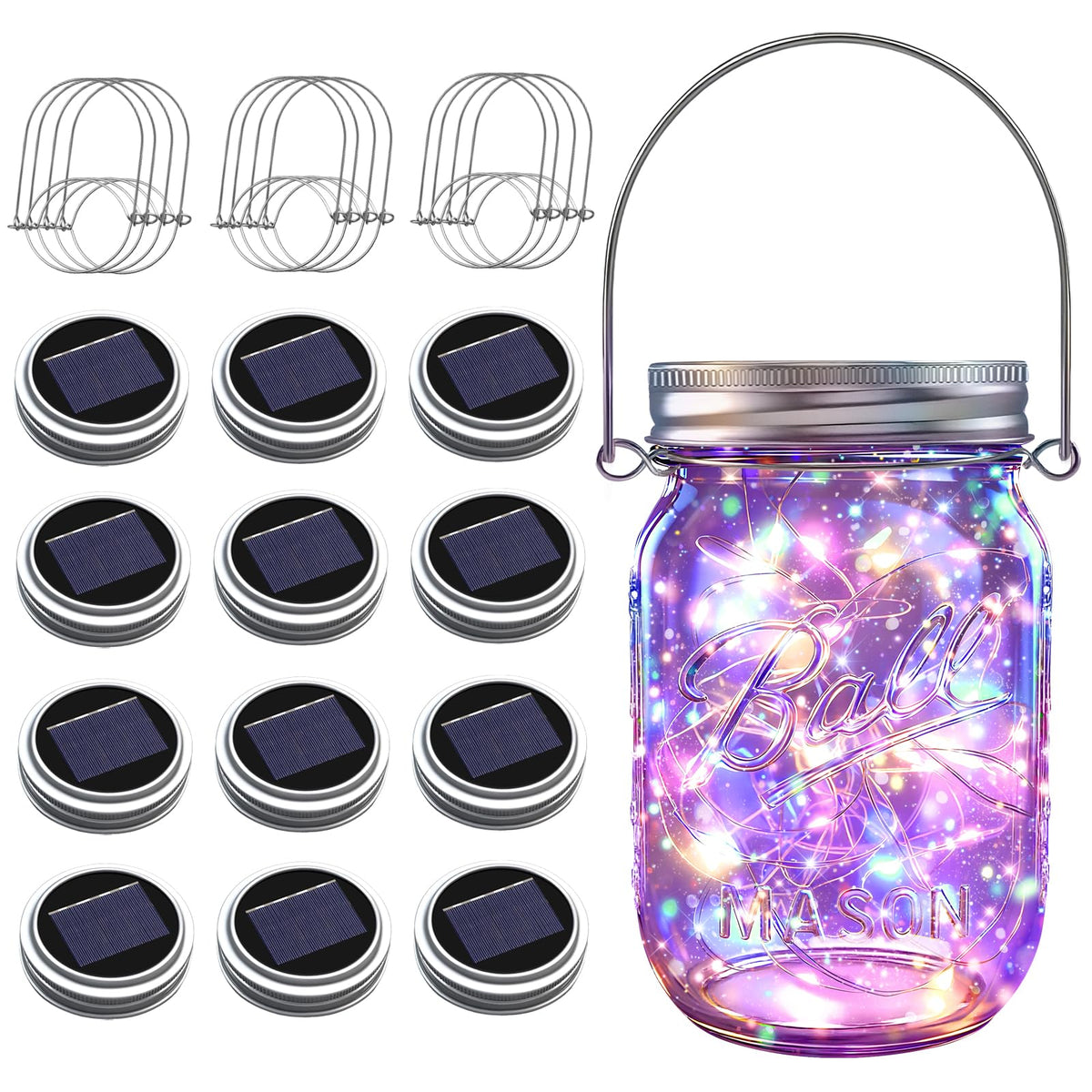 ZNYCYE solar mason jar lights hanging from a branch for outdoor ambiance.