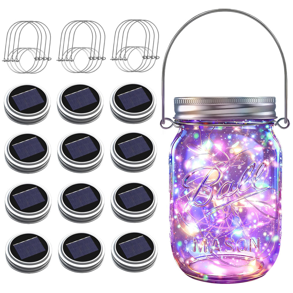 ZNYCYE solar mason jar lights hanging from a branch for outdoor ambiance.