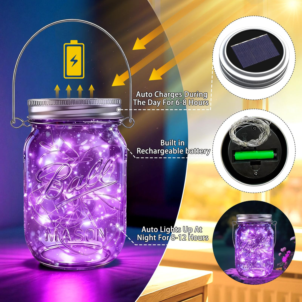 ZNYCYE solar lid lights with aluminum cap for safe, wire-free lighting