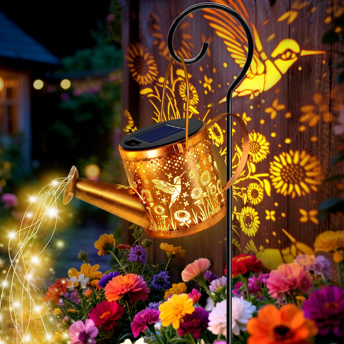 ZNYCYE hummingbird design projected on ground at night for ambiance