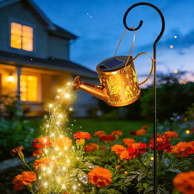 ZNYCYE solar watering can lights illuminate garden at night