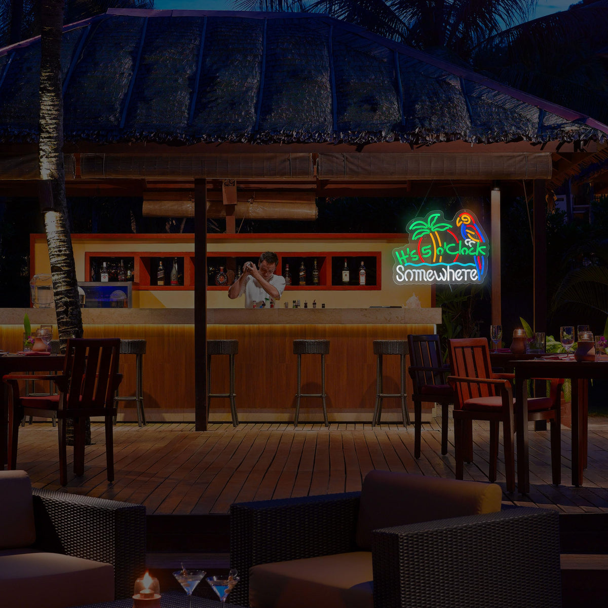 ZODZ neon sign creates bar or garage ambience