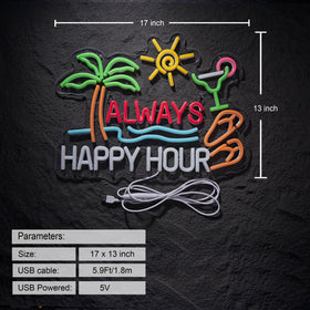 ZODZ beer neon sign mounted on wall, USB powered for convenient setup.