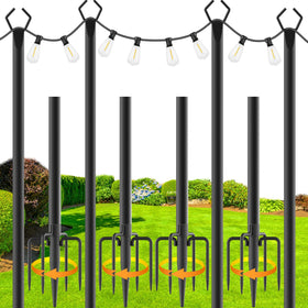 Zoegi 4-pack 10ft string light poles for versatile outdoor setups.