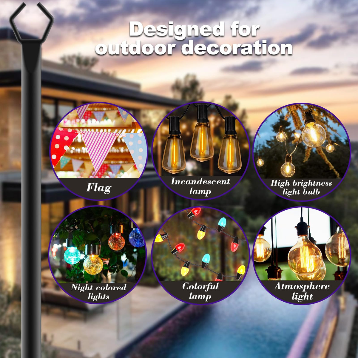 Zoegi outdoor brackets hanging lights enable easy, decorative installations.