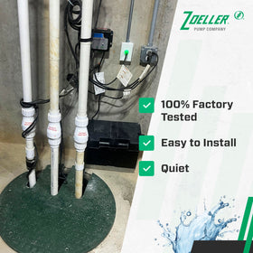 Zoeller 30-0040 solvent-weld ends with unions simplify installation into existing PVC lines.