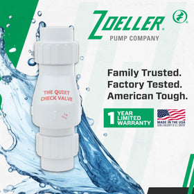Zoeller 30-0040 sump pump discharge installation image showing easy, splice-friendly setup.