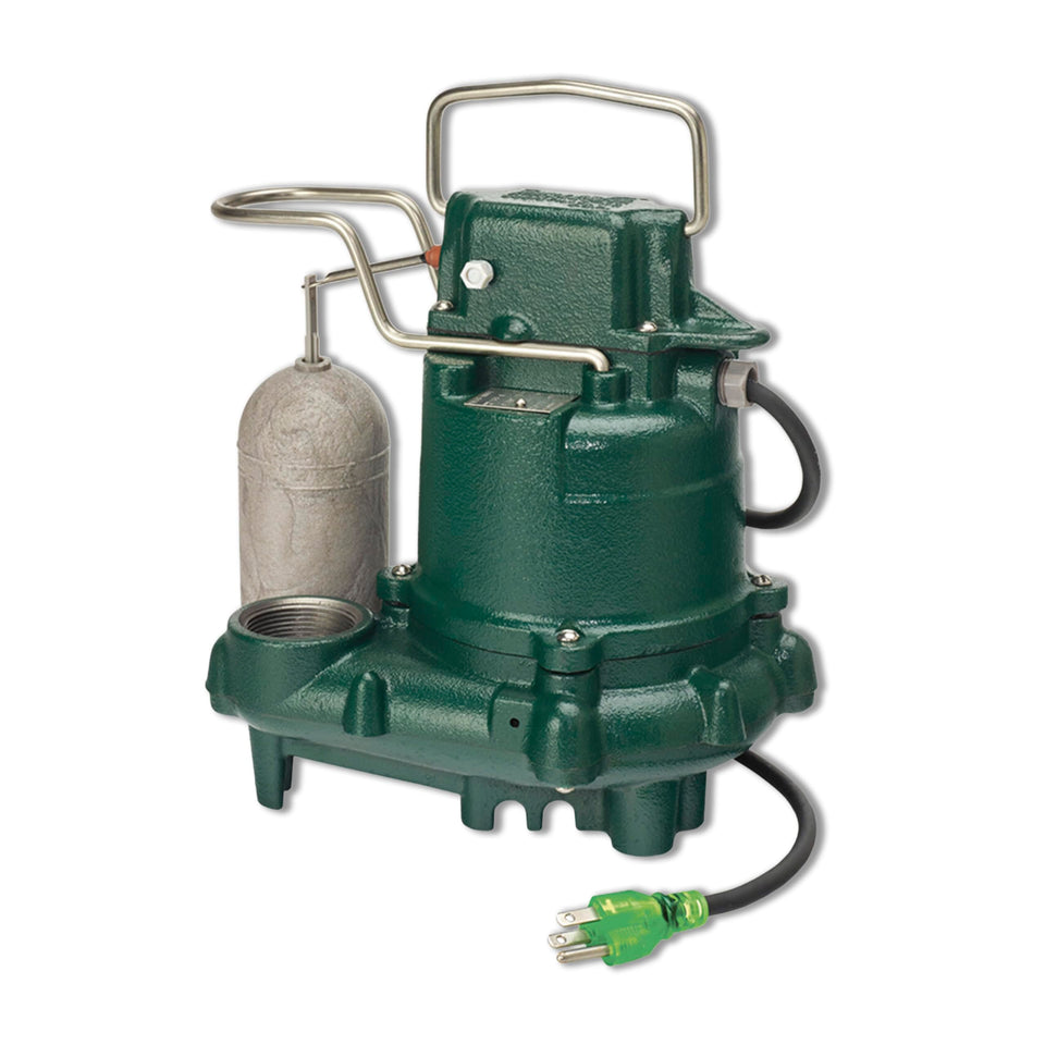 Zoeller M63 front view highlighting durable cast-iron housing for basement protection