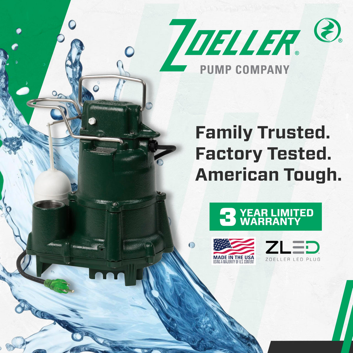 Submersible Zoeller M98 Flow-Mate installed in a typical basement setup