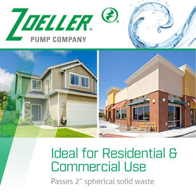Zoeller Waste-Mate 267-0001 suction passage emphasizing 2-inch solids capability.