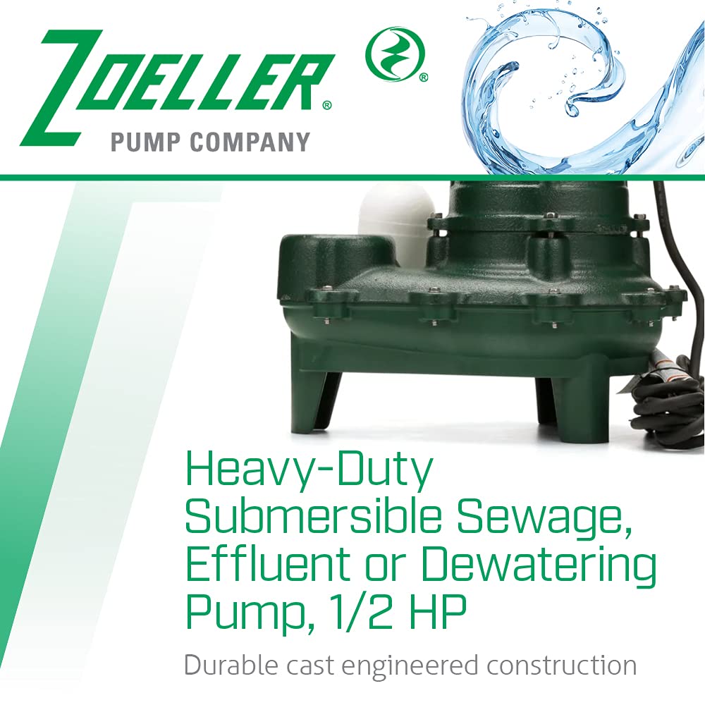 Zoeller Waste-Mate 267-0001 cast iron housing conveys durability and longevity.
