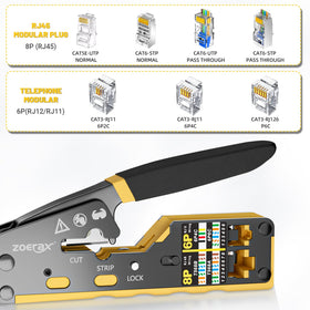 ZOERAX RJ45 crimping tool mini stripper included.