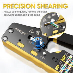 ZOERAX RJ45 crimping tool strip and cut action in one.