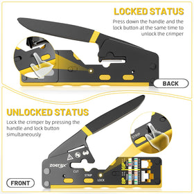 ZOERAX RJ45 crimping tool yellow body for easy ID.