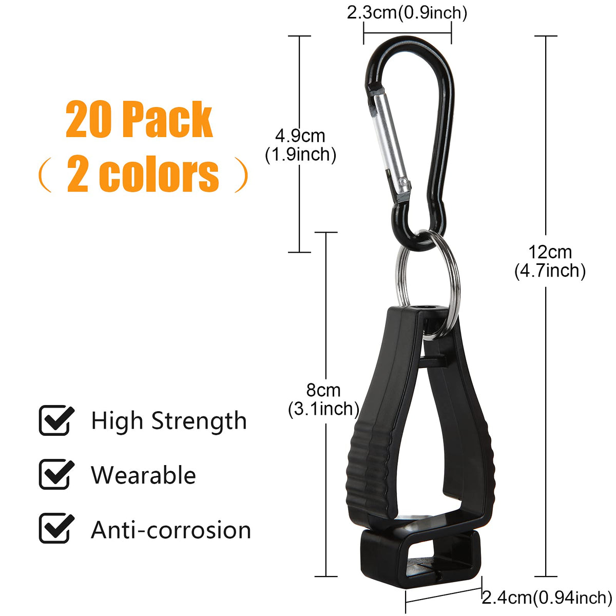 ZOEYES orange glove clips keep gloves ready during outdoor work.
