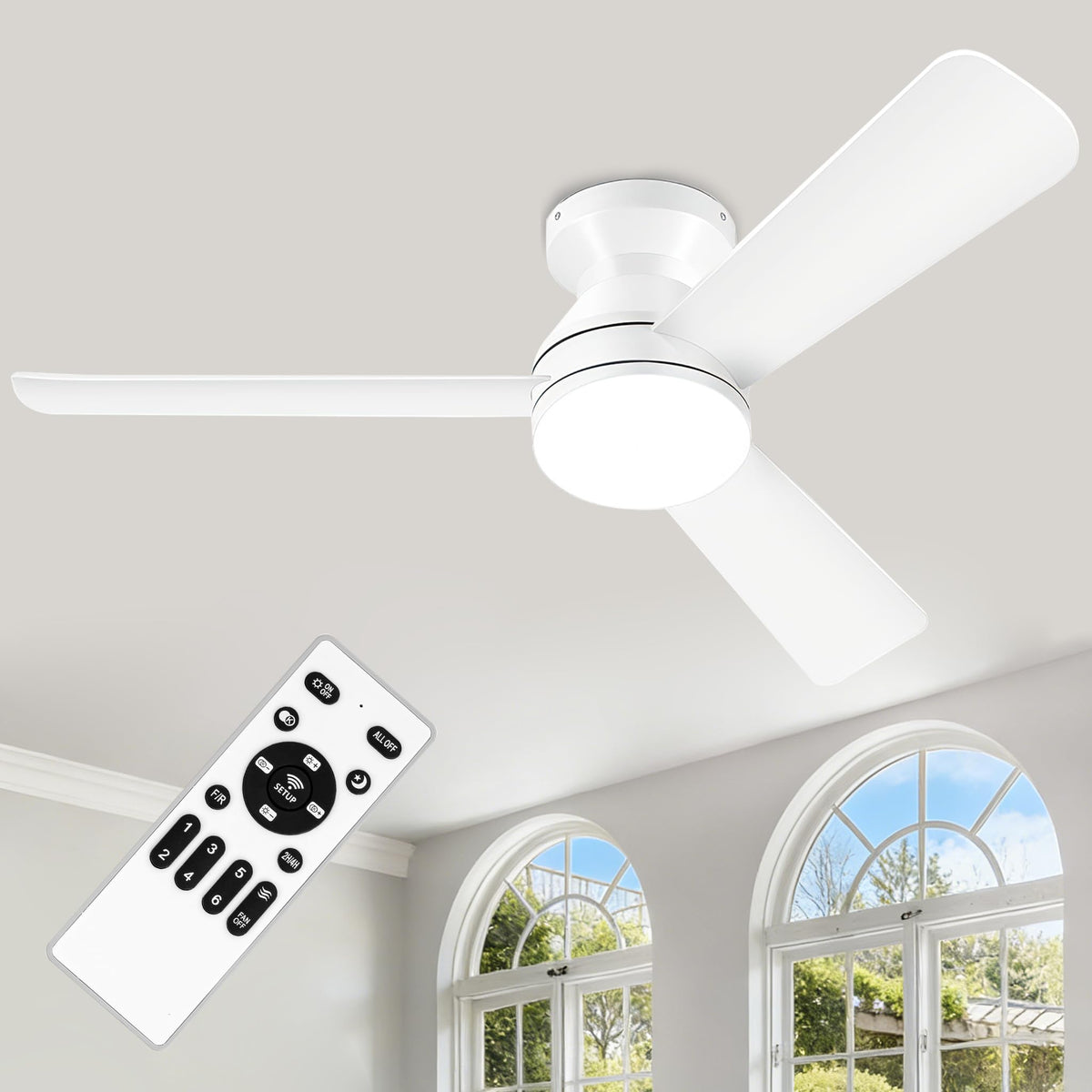 ZOEYON low-profile ceiling fan with light for compact rooms and steady airflow
