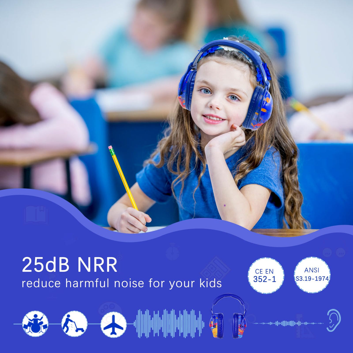 ZOHAN EM030 no metal parts for safer children's earmuffs.