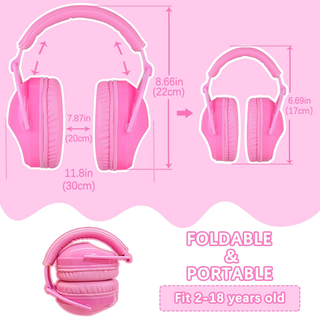 ZOHAN Kids Ear Protection 2Pack bright colors appeal to kids.