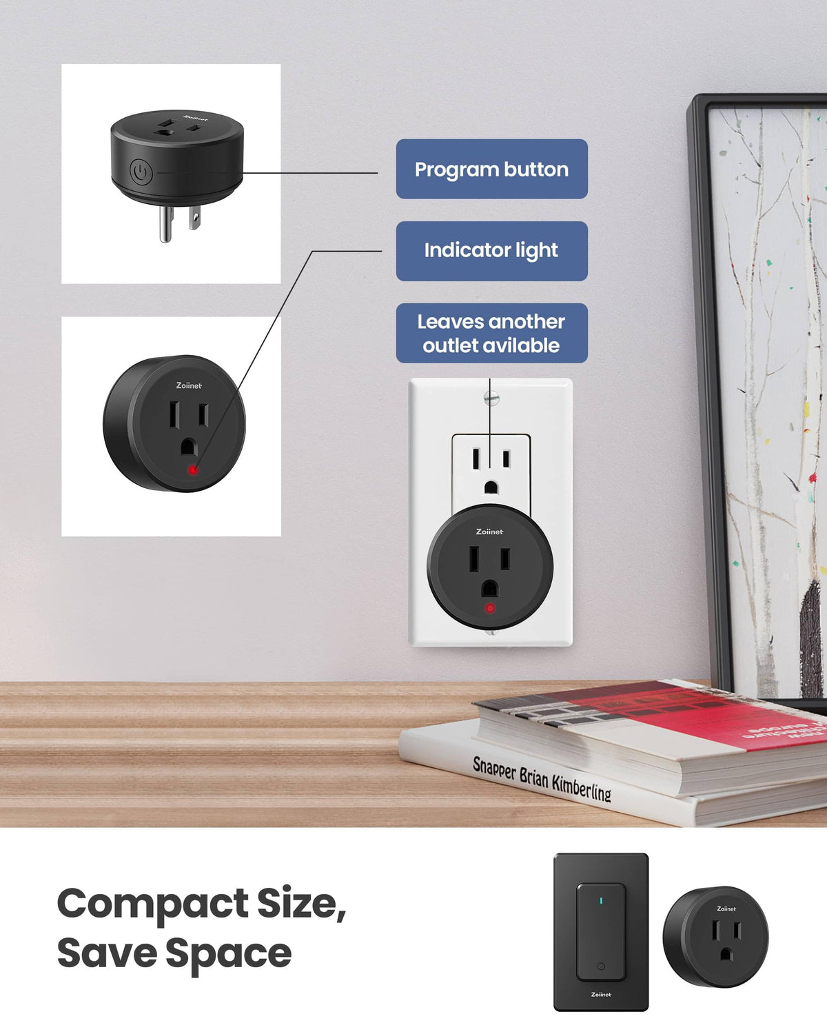 Zoiinet 2-pack outlets handle up to 1500W for devices.