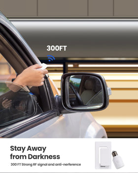 Zoiinet 300 ft signal range lets you control lights from across rooms.
