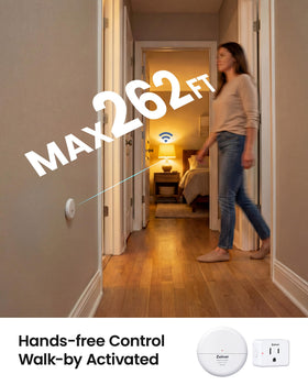 Zoiinet detachable sensor and plug enabling easy setup in any space.
