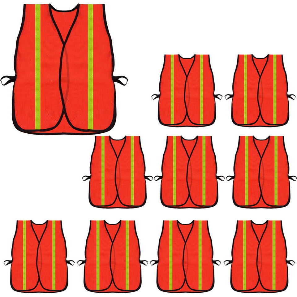 Zojo neon orange vest front view for high visibility during the day and night