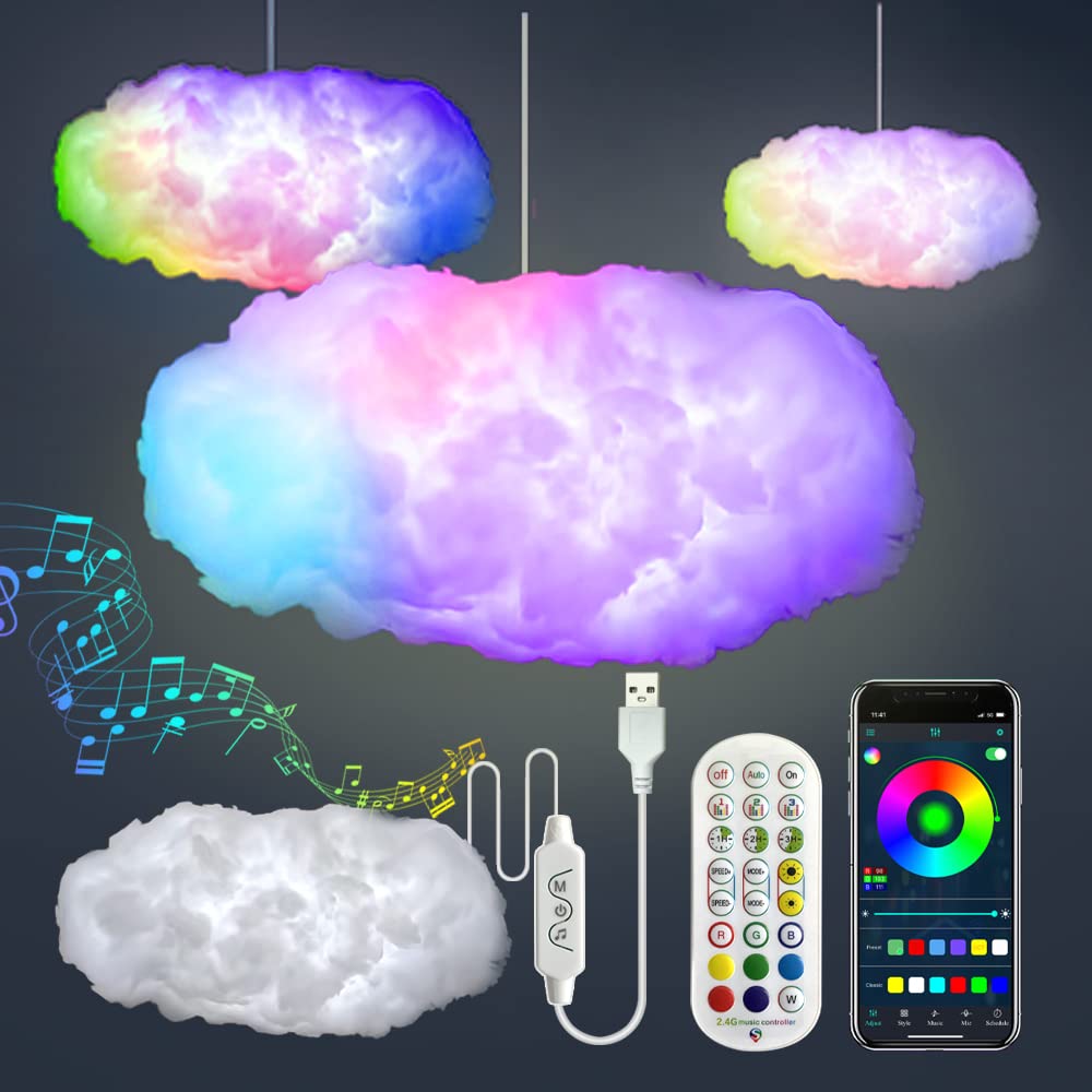 ZOKON 3D Big Cloud light viewed from below for cozy bedroom ambiance