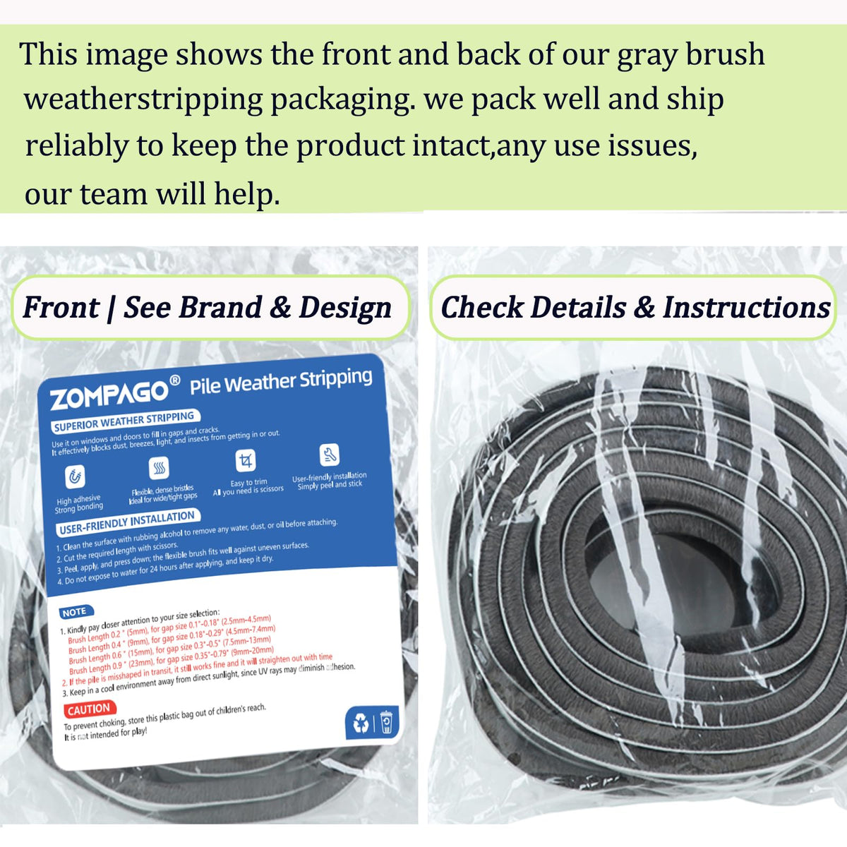 ZOMPAGO easy-cut self-adhesive seal being trimmed to fit door frame.