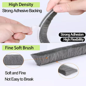 ZOMPAGO felt brush pile close-up, showcasing durability and soft sealing