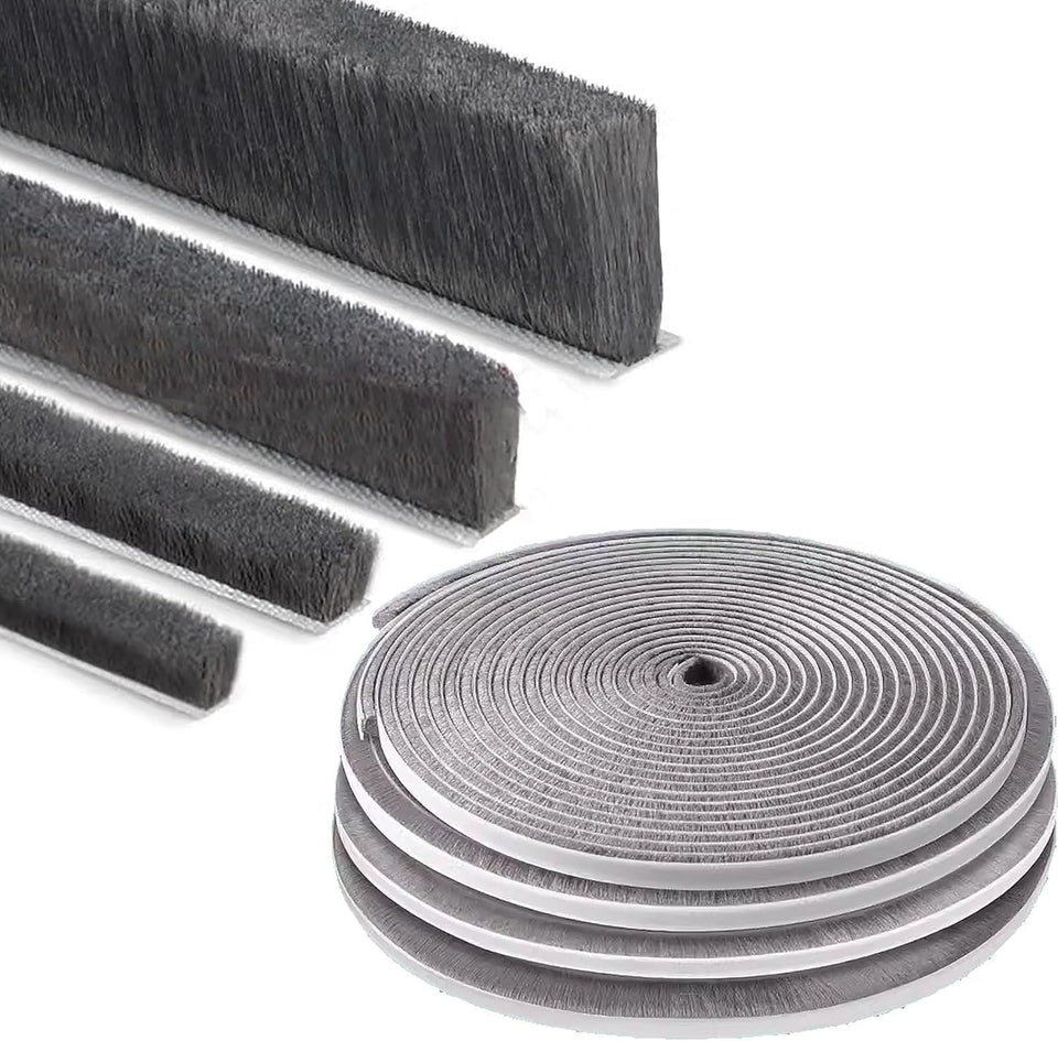 ZOMPAGO strong adhesive brush weather strip aligned on a door frame showing durable seal
