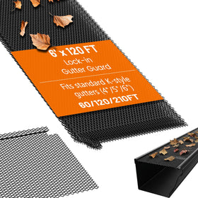 ZoneGrace 120ft gutter guard pack with snap-in sheets for quick debris protection.