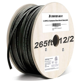Zonegrace 12AWG direct burial wire on a wooden spool for landscape lighting