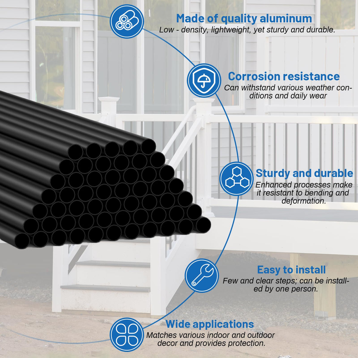 ZONEGRACE screws and bit set support secure railing assembly and long-term stability.