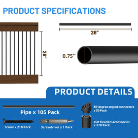 ZONEGRACE straight connectors included for seamless baluster alignment during installation.
