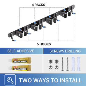 ZONGOOL versatile daily-use rack stores brooms, mops, and rakes.
