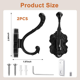 Zonon antique black finish wall hook detail, showcasing durable aluminum alloy and elegant carving.