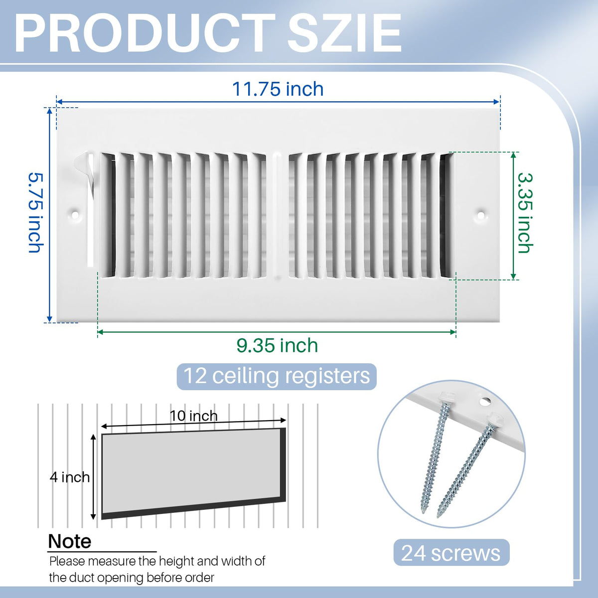 Zonon steel vent cover with matte white finish resists rust and wear.