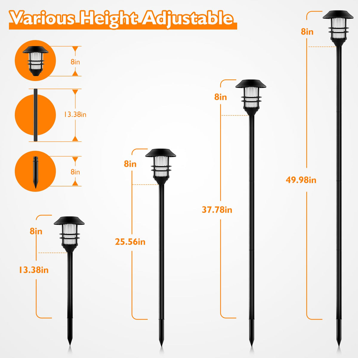 ZOOHAR solar outdoor lights adjustable height for versatile outdoor arrangement