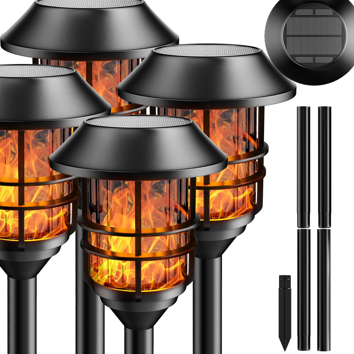 ZOOHAR solar outdoor lights flicker flame torch for inviting pathways