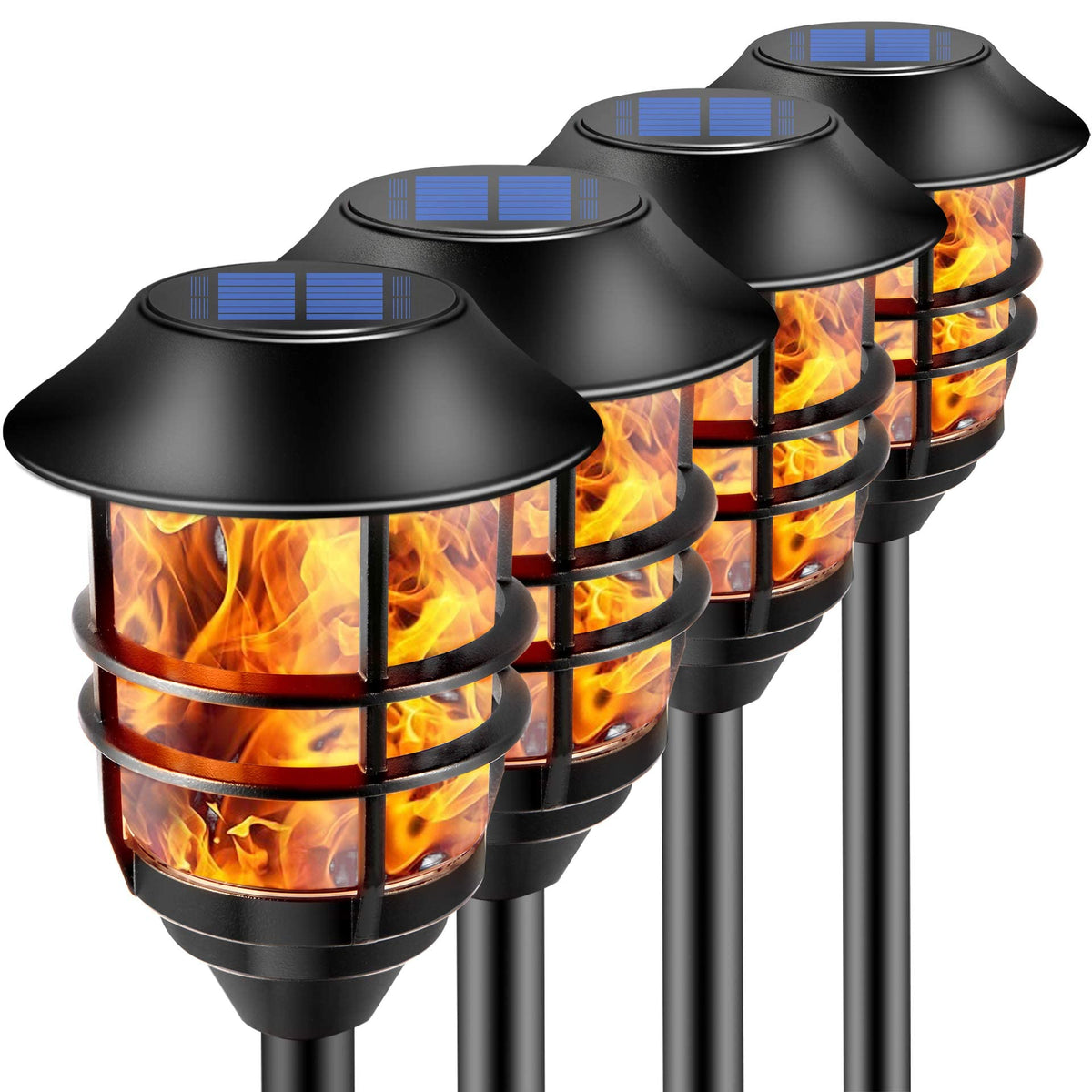 ZOOHAR solar torch lights extra tall illuminate pathways with a dramatic dusk glow.