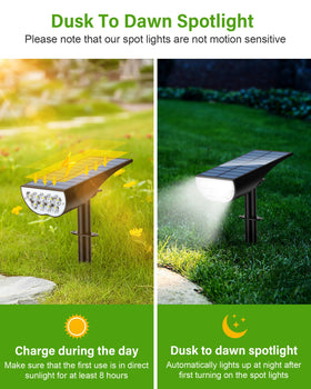 ZOOKKI solar spot light shows automatic dusk-to-dawn operation for nighttime use