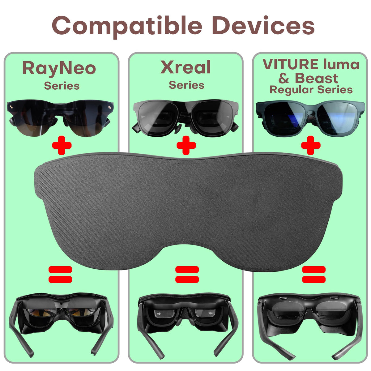 Zooplan Full Light Blocker side profile showing quick snap-on attachment for RayNeo models.