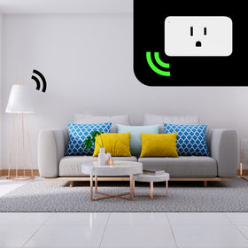 Indoor installation of Zooz 800LR smart plug on a standard outlet.