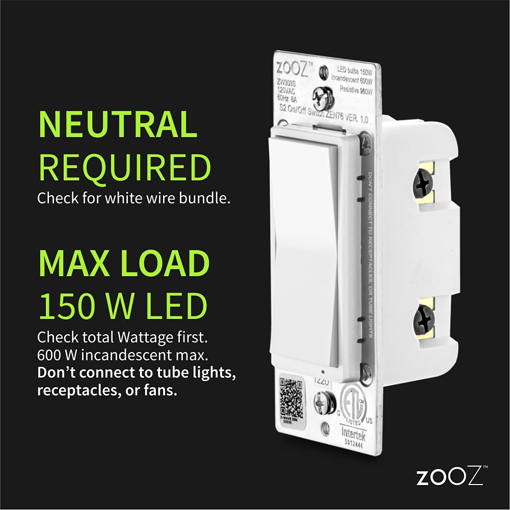 Zooz 800LR switch rear wiring for simple 3-way or 4-way installations